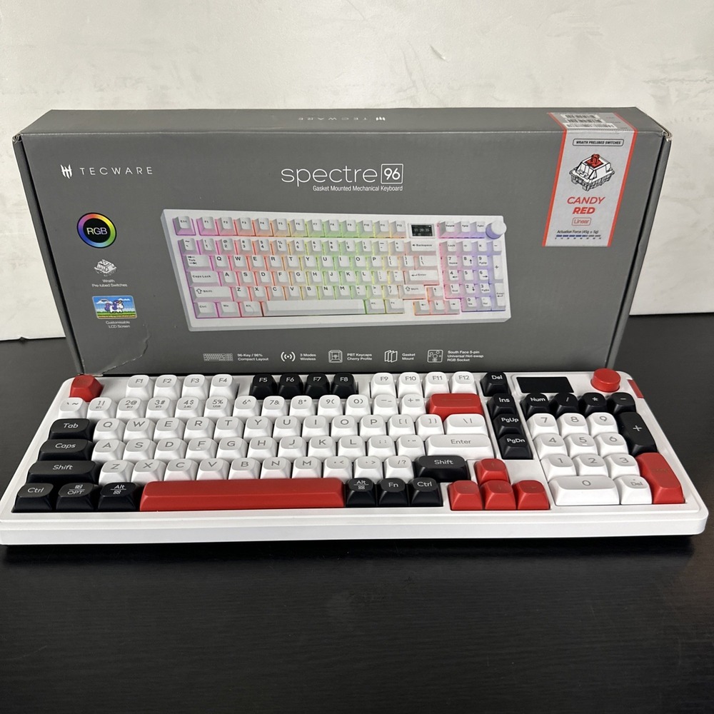 Tecware Spectre 96 RGB White Mechanical Keyboard Customizable LCD Screen